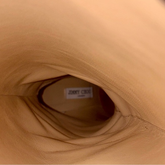 EUC JIMMY CHOO Black Mavis 85 Croc-Embossed Leather Pointed-Toe High Boots 8 39 - Picture 6 of 12